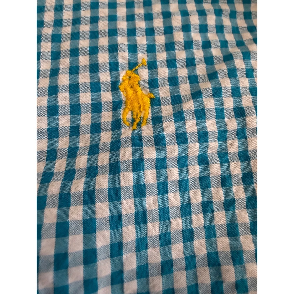 Polo Ralph Lauren Mens 1XB Big Blue‎ Gingham Short Sleeve Button Down Shirt